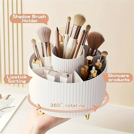 360° Rotating Makeup Organizer – Multi-Compartment Cosmetic & Desk Storage 💄🔄✨