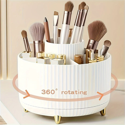 360° Rotating Makeup Organizer – Multi-Compartment Cosmetic & Desk Storage 💄🔄✨